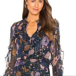 Veronica Beard Silk Abra Lurex Floral Blouse